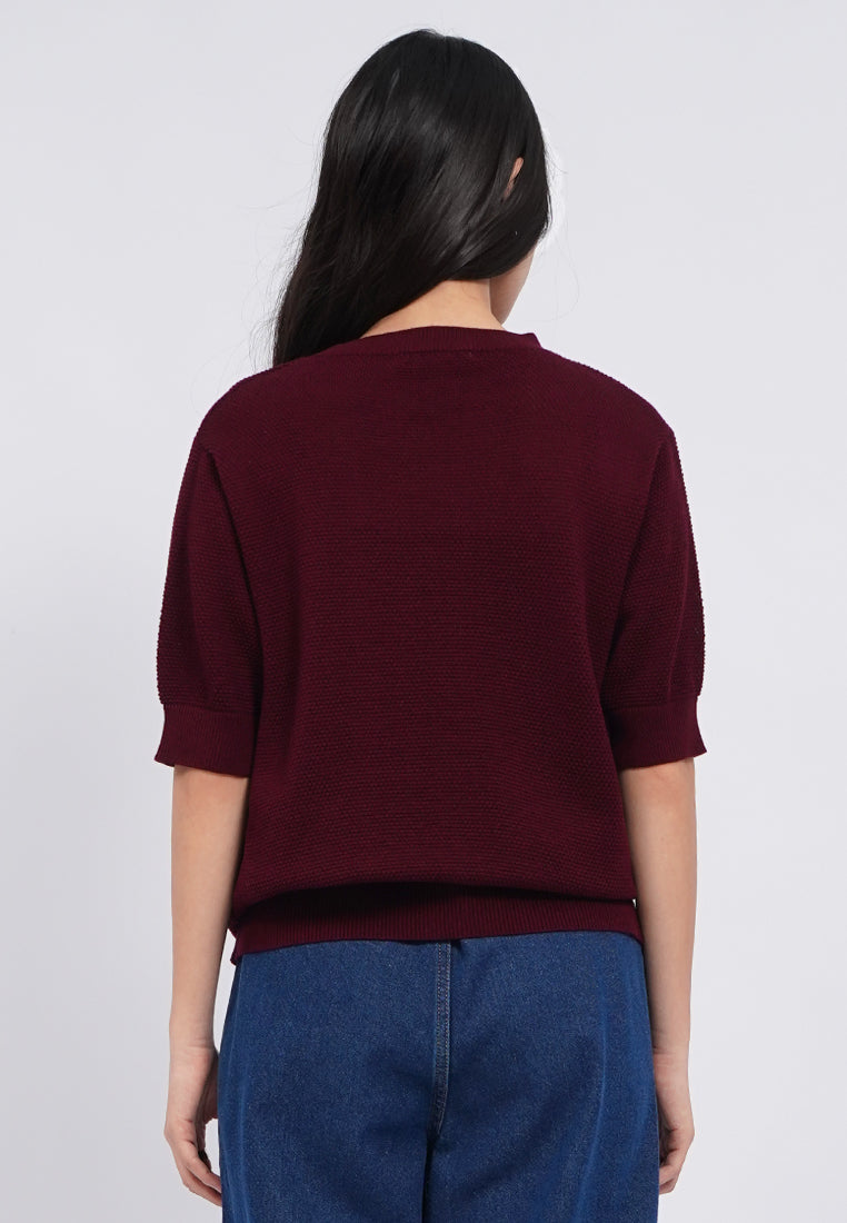 Textured Short Sleeve Knit Top
