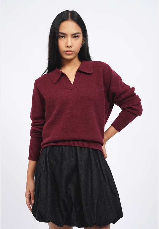 Long Sleeve Knit Polo Sweater