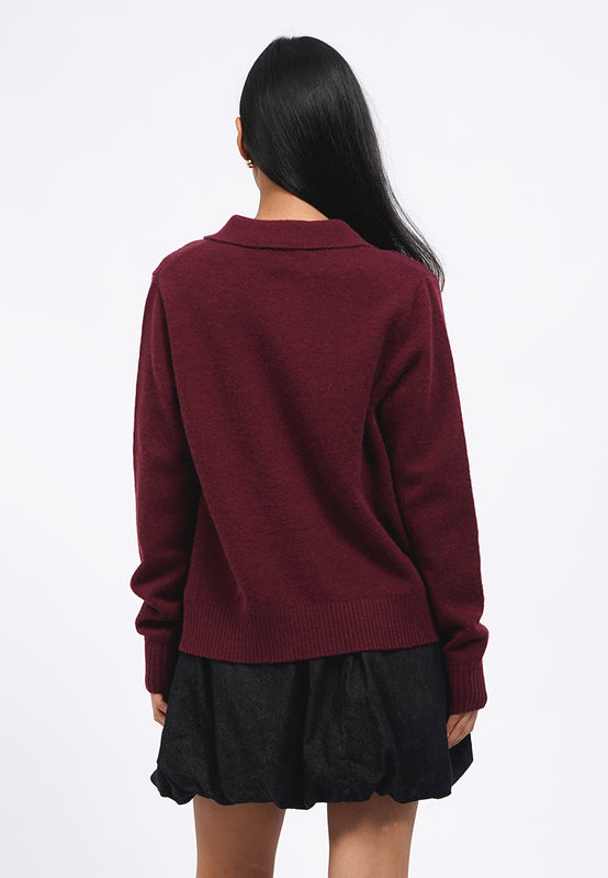 Long Sleeve Knit Polo Sweater