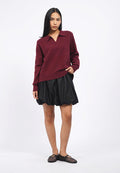 Long Sleeve Knit Polo Sweater