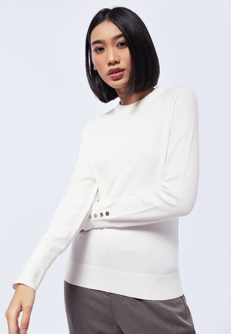 Long Sleeve Knit Top with Button Details