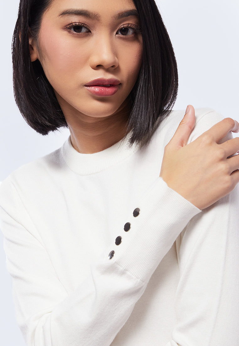 Long Sleeve Knit Top with Button Details