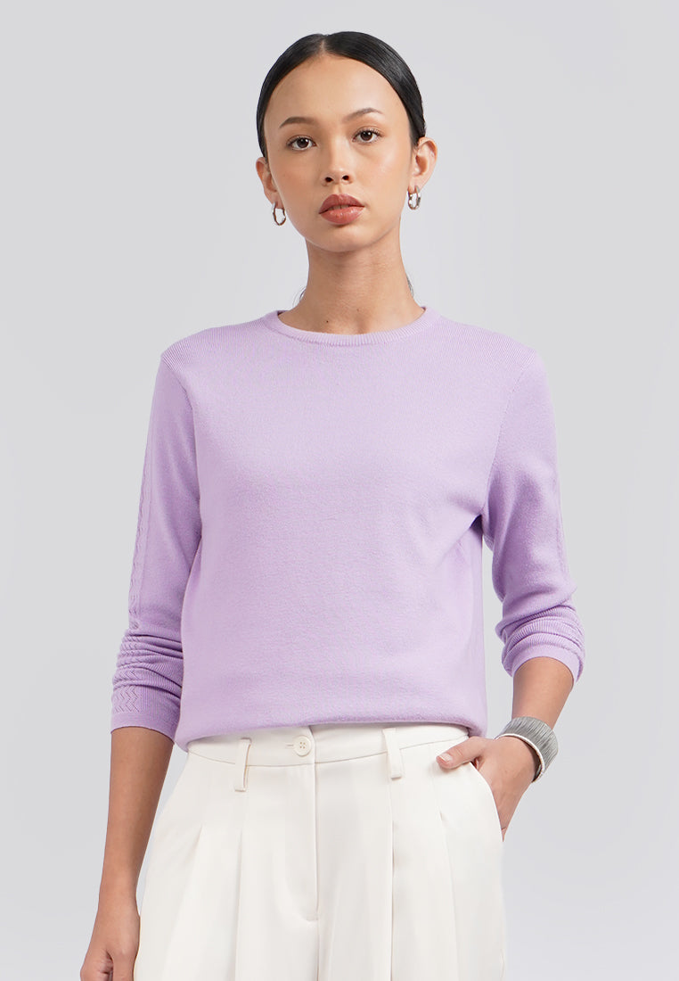 Long Sleeve Cropped Knit Top Lilac