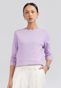 Long Sleeve Cropped Knit Top Lilac