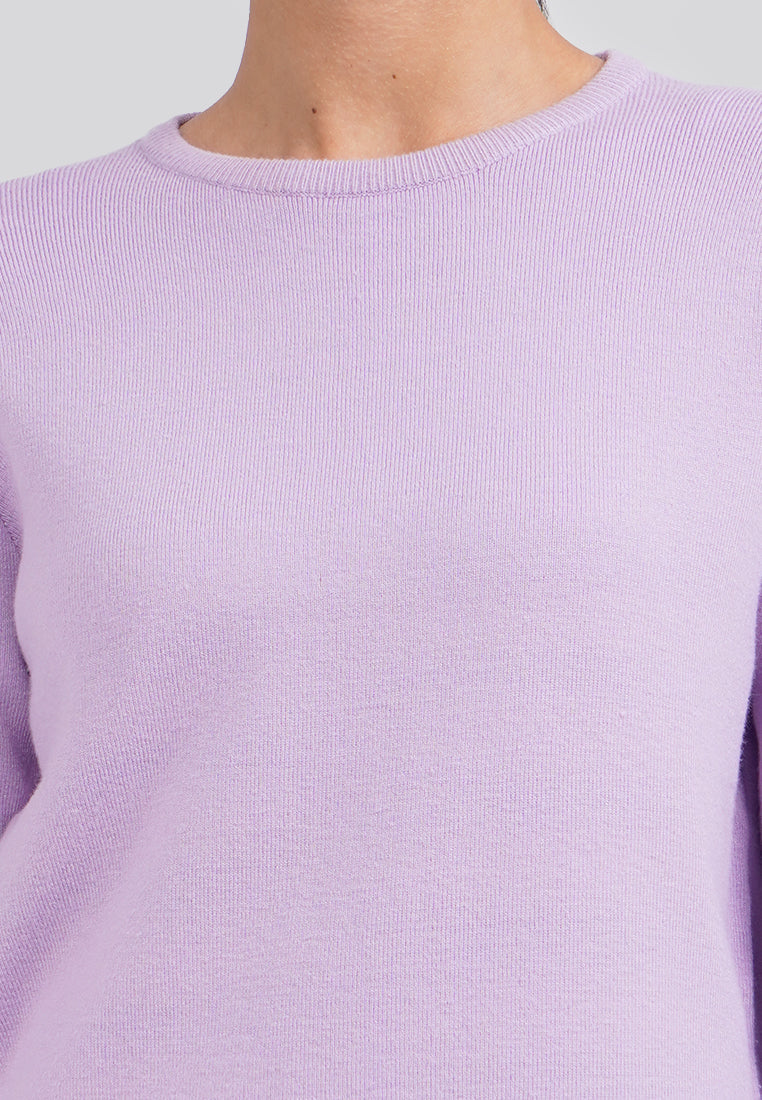 Long Sleeve Cropped Knit Top Lilac