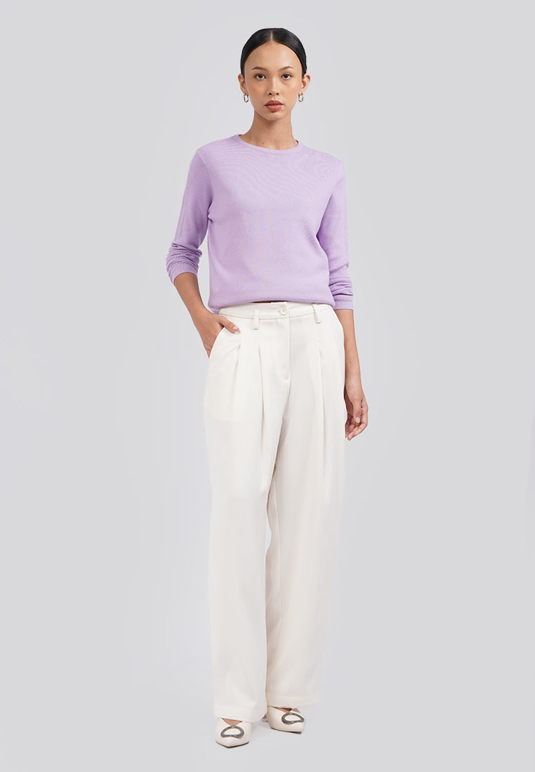Long Sleeve Cropped Knit Top Lilac