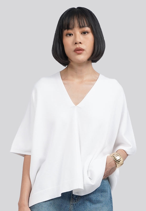 V-Neck Batwing Knit Top