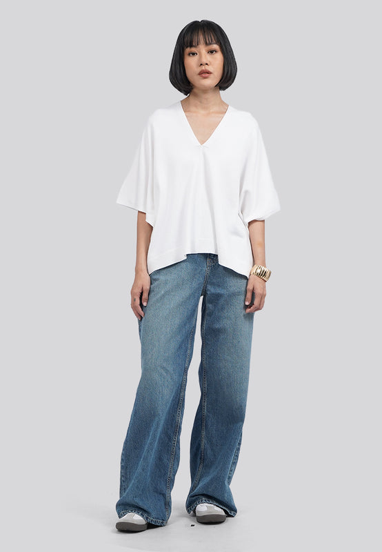 V-Neck Batwing Knit Top