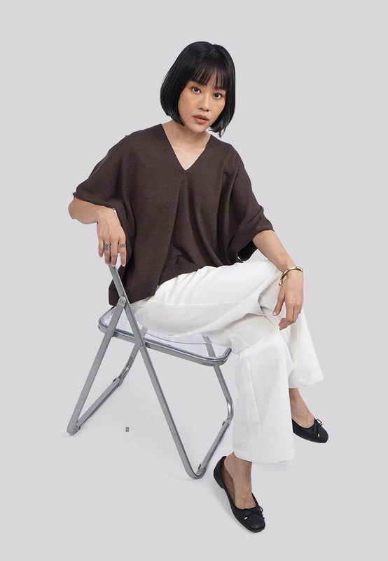 V-Neck Batwing Knit Top