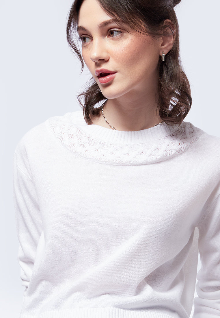 Neckline Cable Knit Sweater