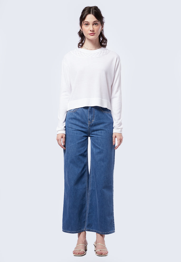 Neckline Cable Knit Sweater