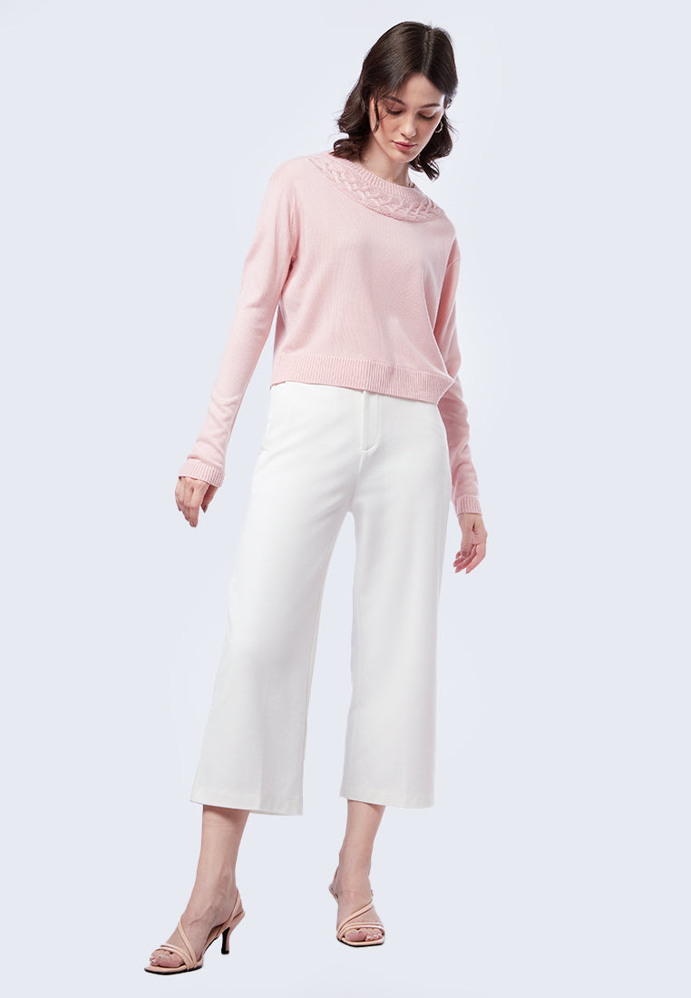Neckline Cable Knit Sweater