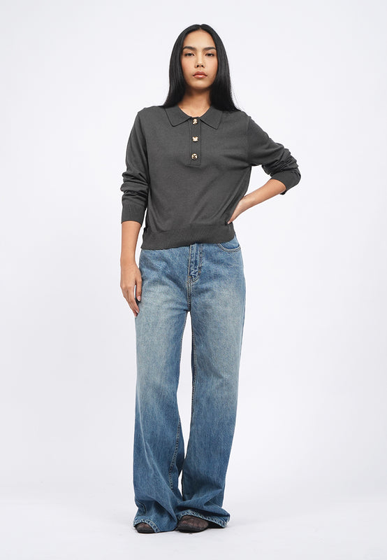 Long Sleeve Polo Sweater