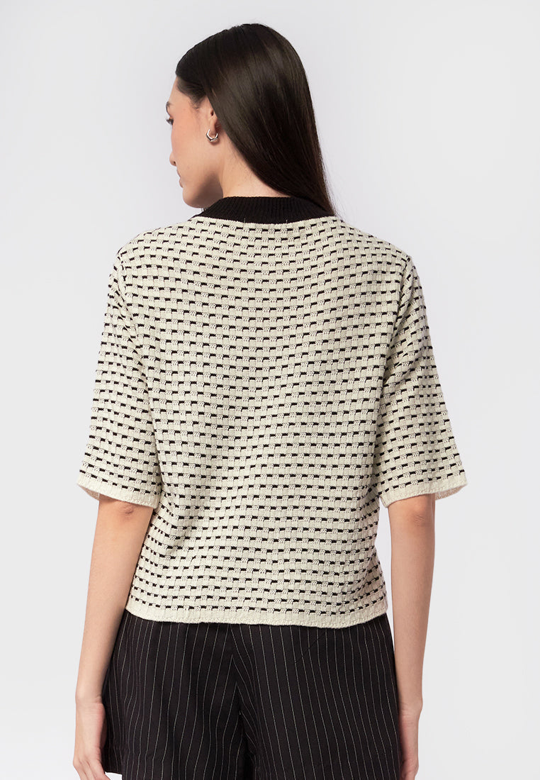 Short Sleeve Jacquard Top