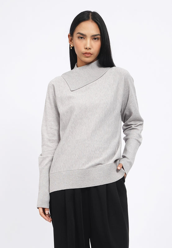 Wrap Collar Long Sleeve Sweater