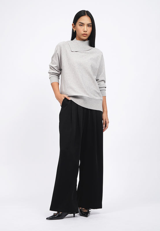 Wrap Collar Long Sleeve Sweater