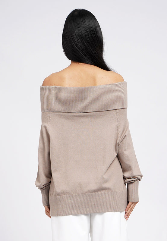 Off Shoulder Long Sleeve Sweater