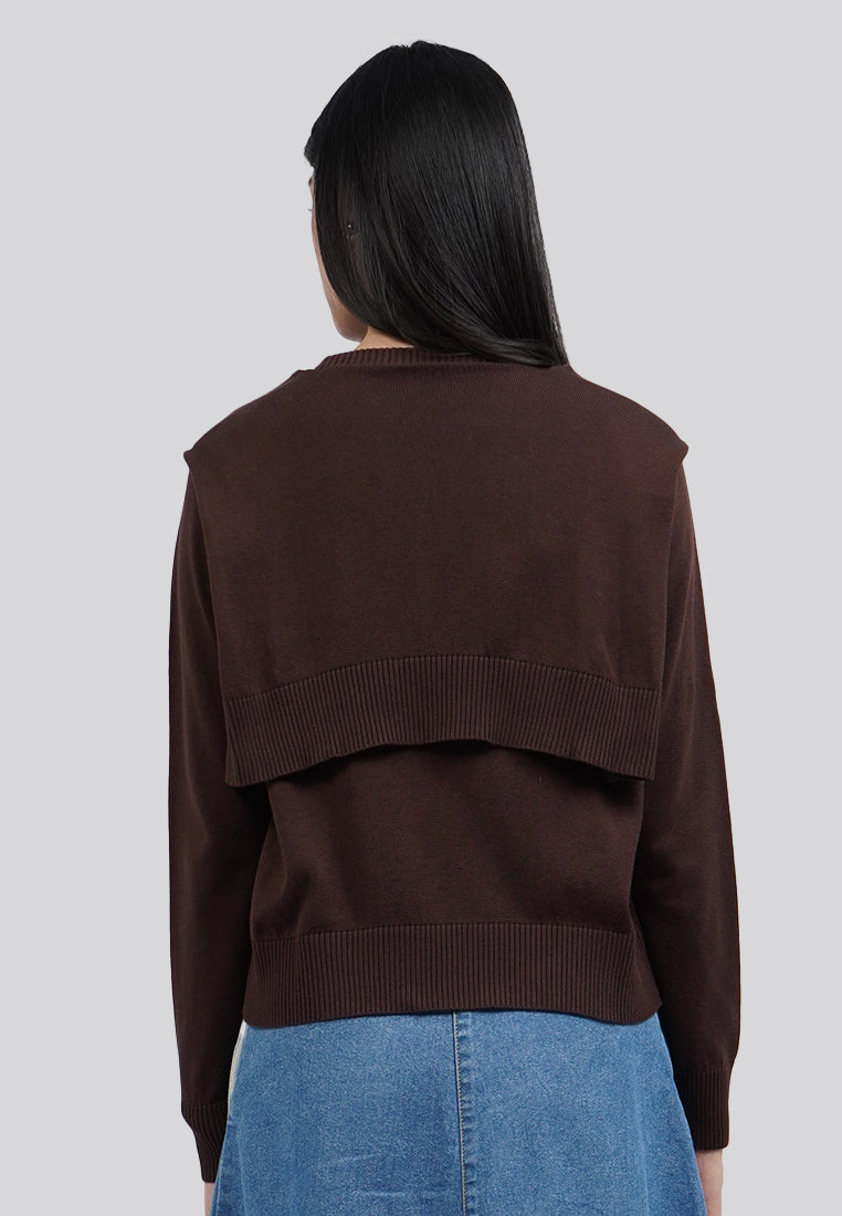 Long Sleeve Knit Double Sweater
