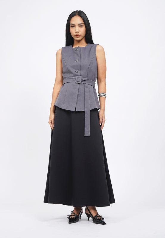 Regular Fit Flared Maxi Skirt