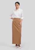 Basic Maxi Skirt with Back Pleats Khaki