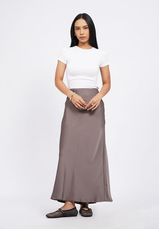 Satin Flowy Maxi Skirt