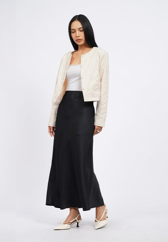Satin Flowy Maxi Skirt