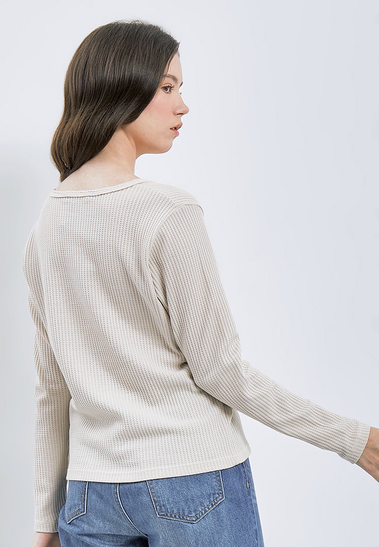 Henley Waffle Long Sleeve T-shirt