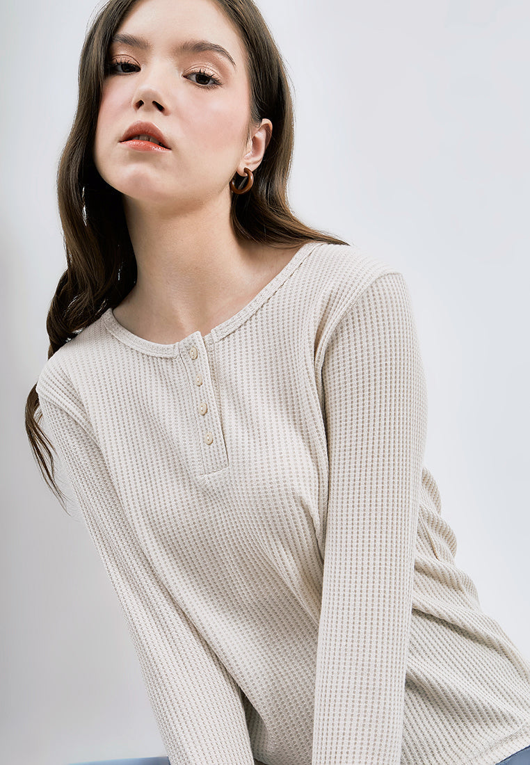 Henley Waffle Long Sleeve T-shirt