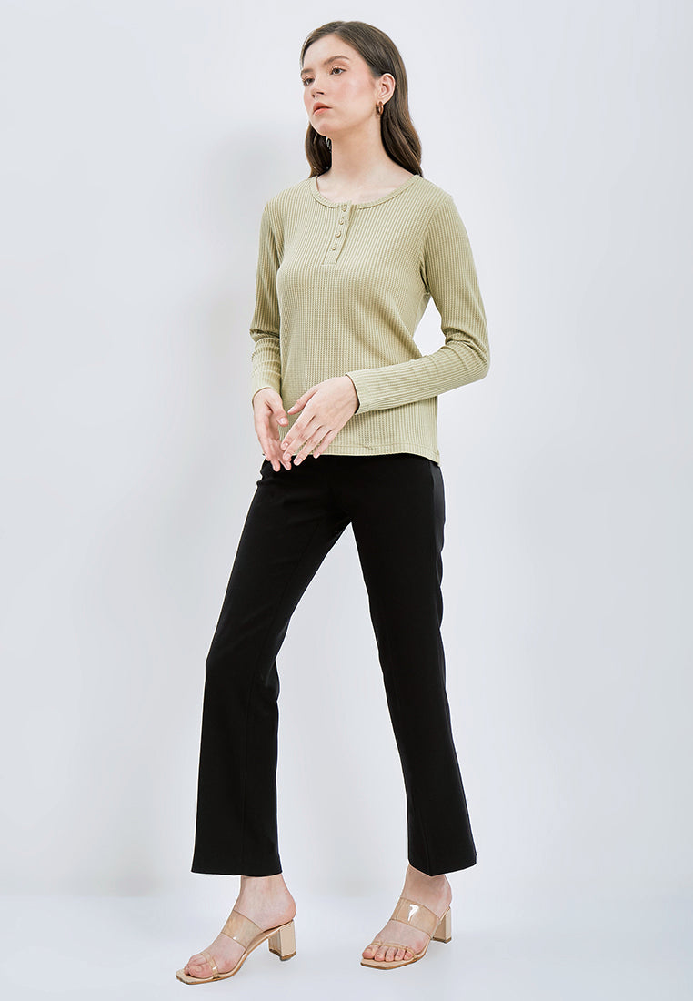 Henley Waffle Long Sleeve T-shirt
