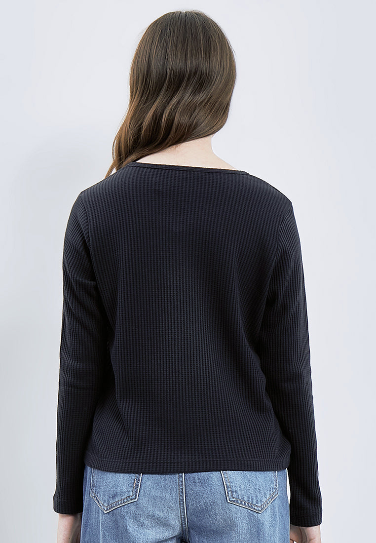 Henley Waffle Long Sleeve T-shirt