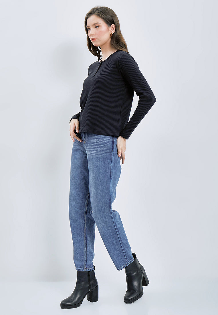 Henley Waffle Long Sleeve T-shirt