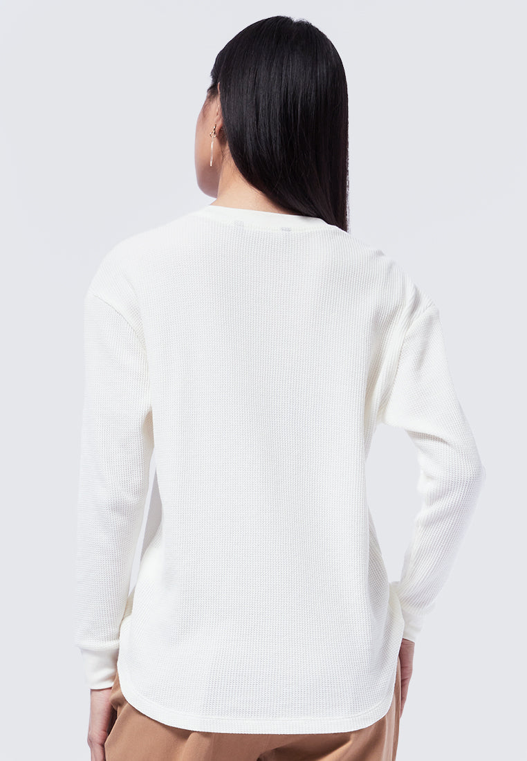 Crew Neck Waffle Long Sleeve T-Shirt