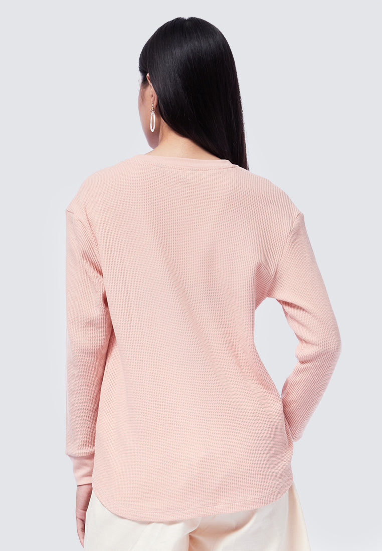 Crew Neck Waffle Long Sleeve T-Shirt