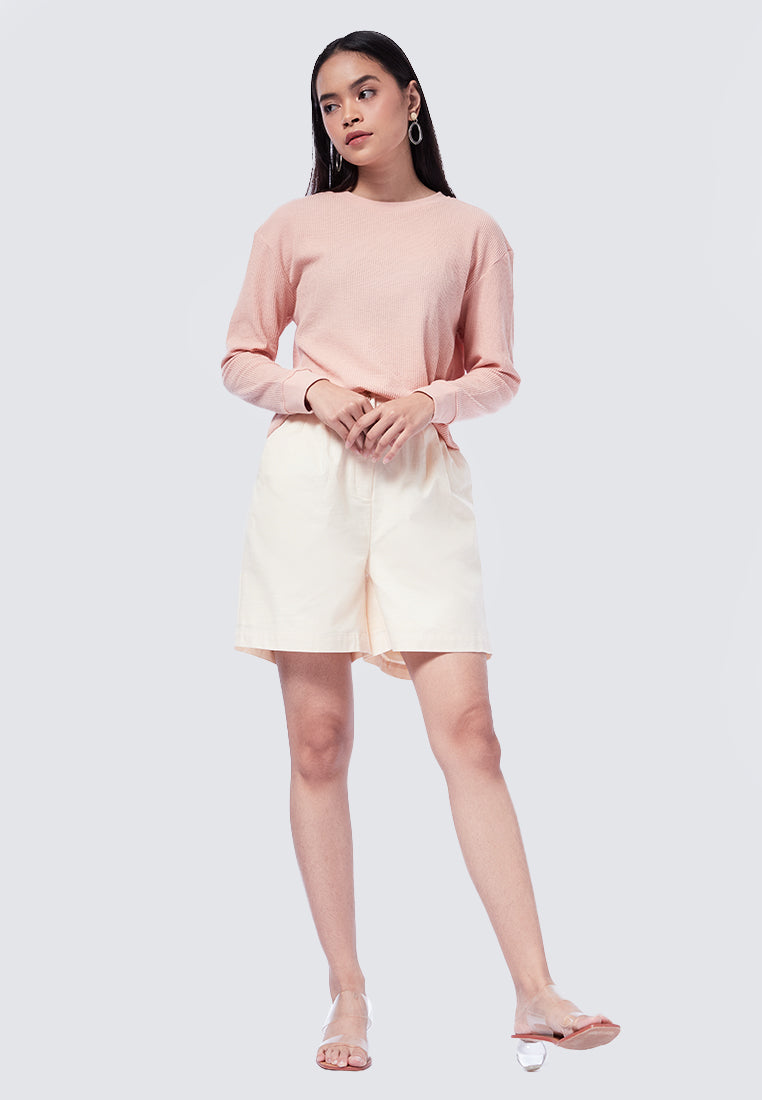 Crew Neck Waffle Long Sleeve T-Shirt
