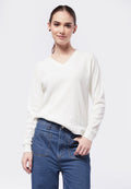 V-Neck Long Sleeve Waffle Top
