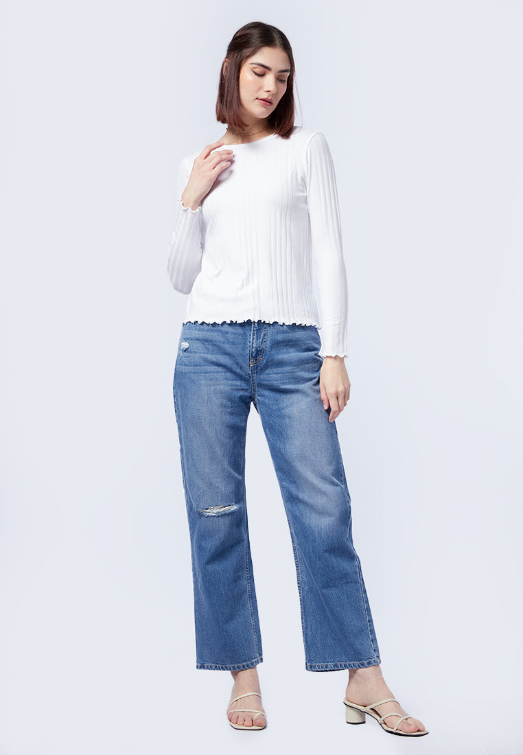 Textured Long Sleeve Top