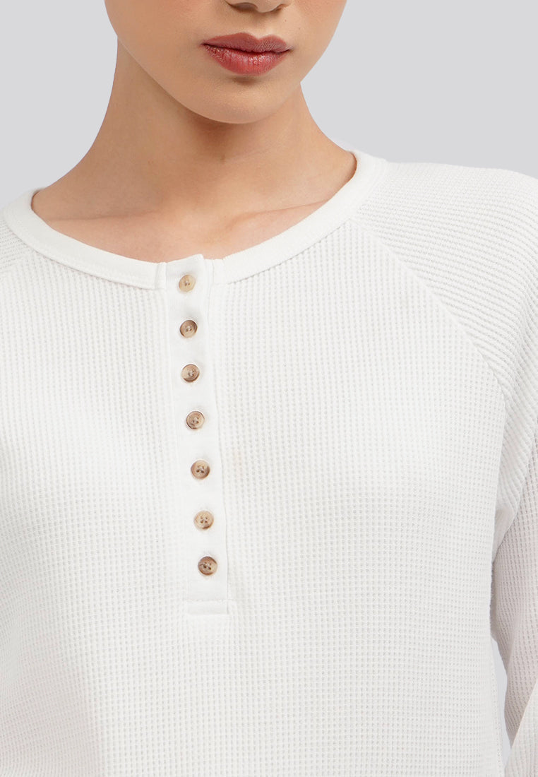 Buttoned Long Sleeve Knit Top