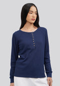Buttoned Long Sleeve Knit Top