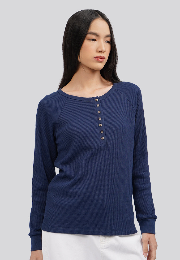 Buttoned Long Sleeve Knit Top