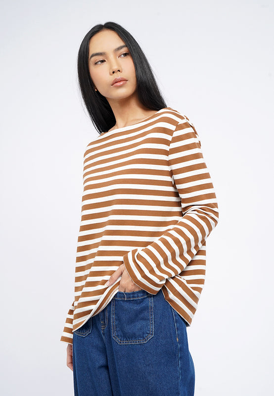 Boat Neck Stripes T-Shirt