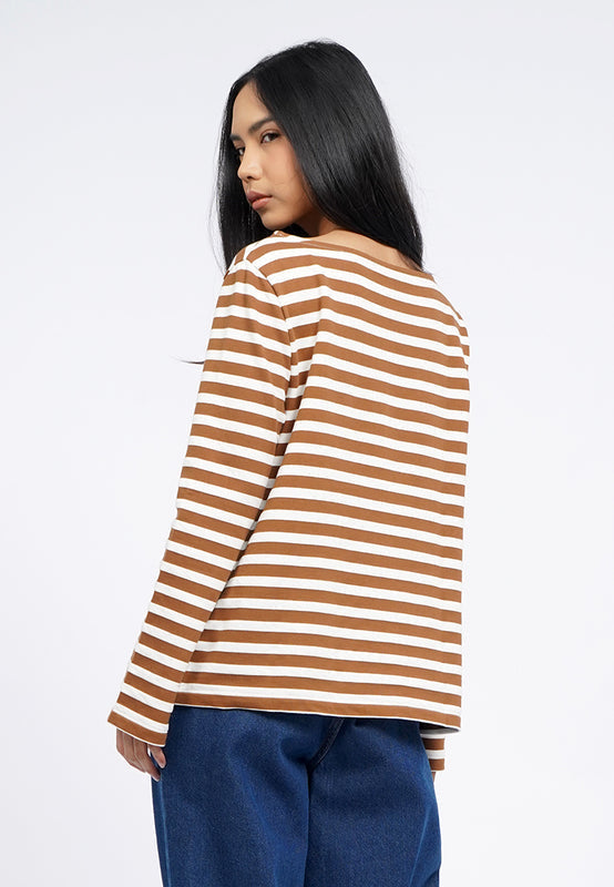 Boat Neck Stripes T-Shirt