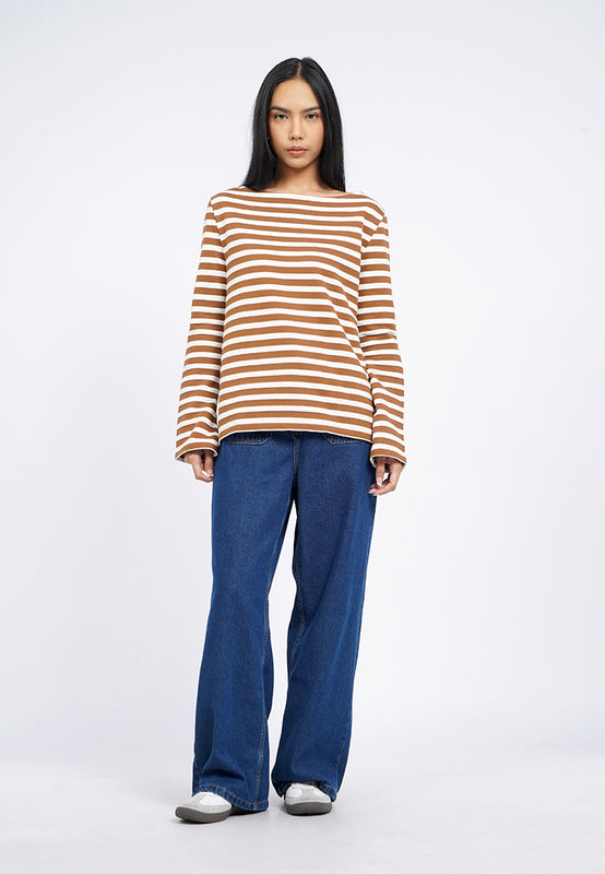 Boat Neck Stripes T-Shirt