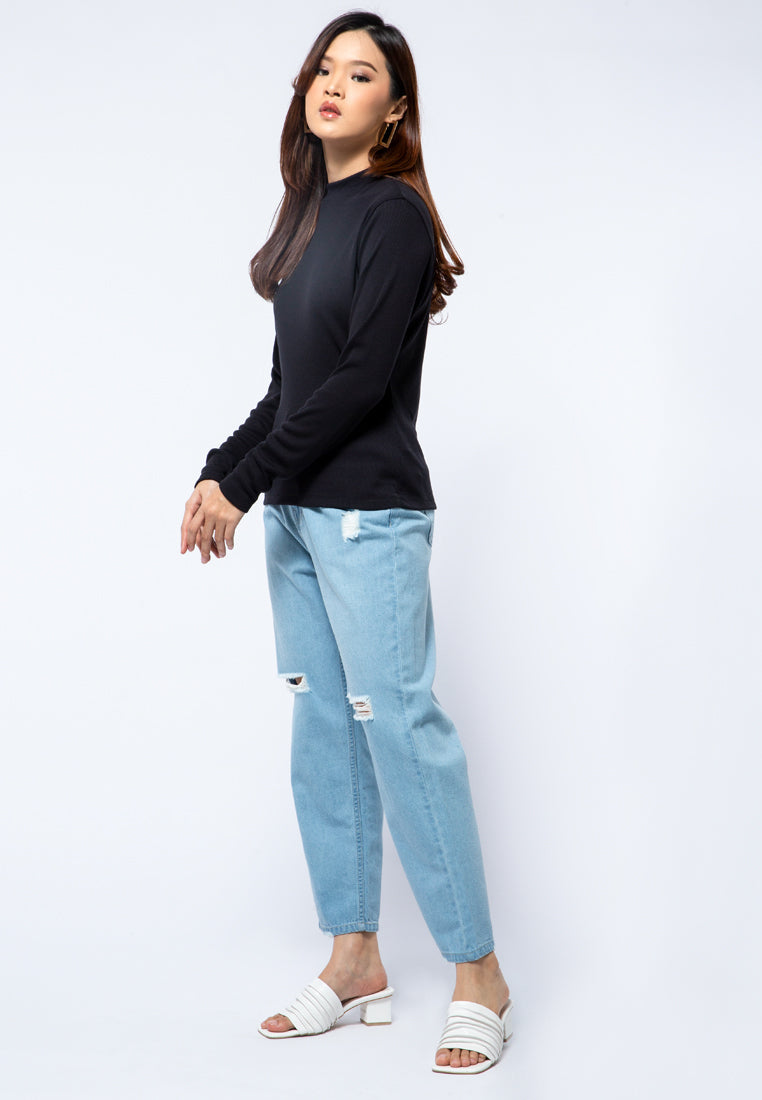 Mock Neck Long Sleeve T-shirt