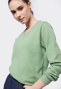 V-Neck Long Sleeve Waffle Top