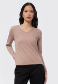 V-Neck Long Sleeve Rib Top