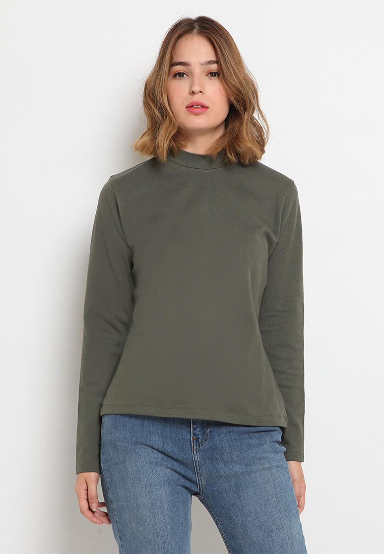 Mock Neck Long Sleeve T-Shirt