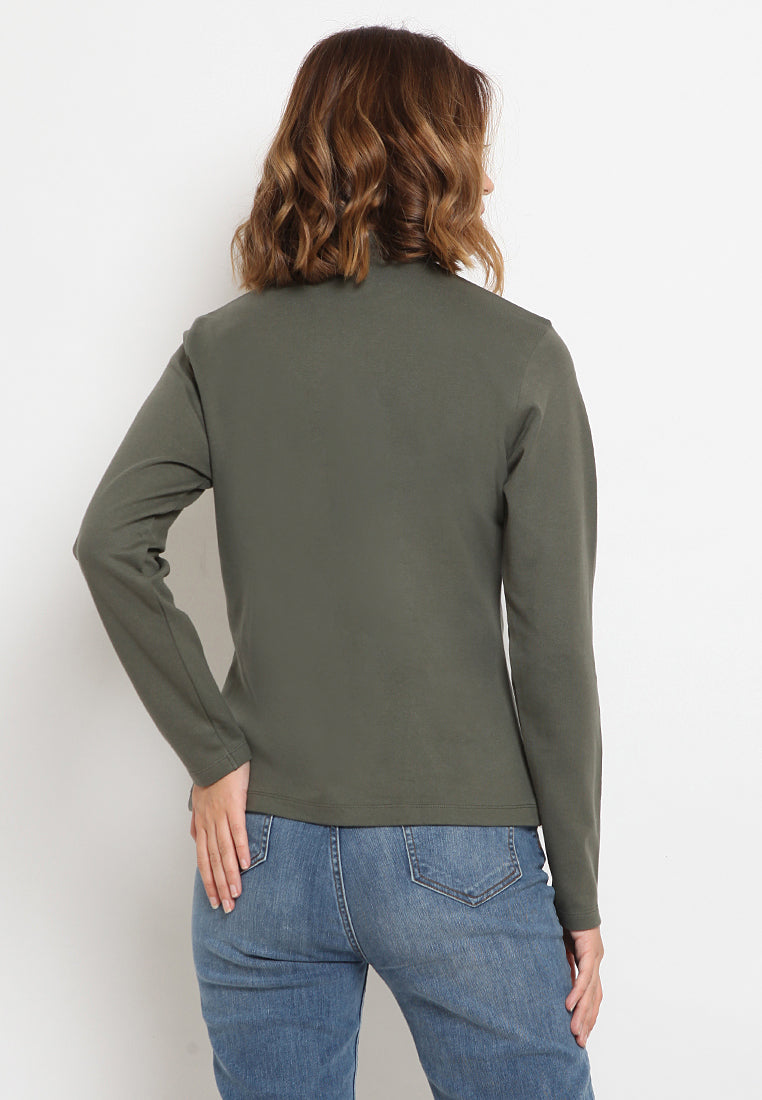 Mock Neck Long Sleeve T-Shirt
