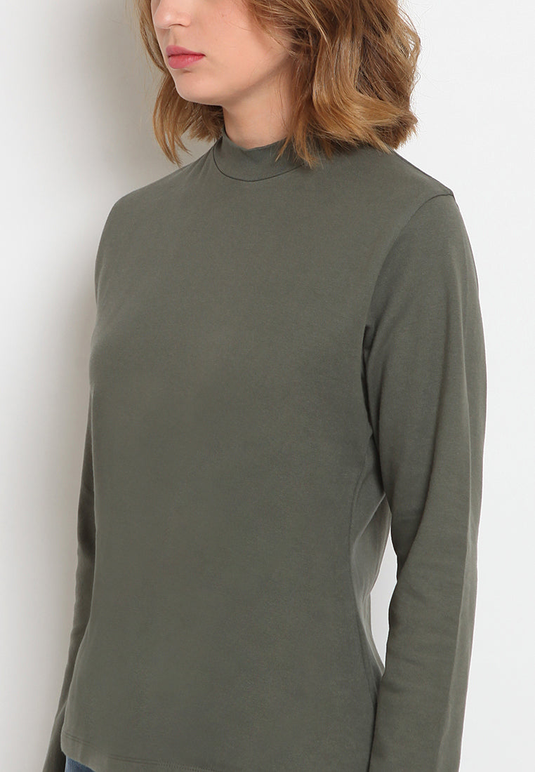 Mock Neck Long Sleeve T-Shirt