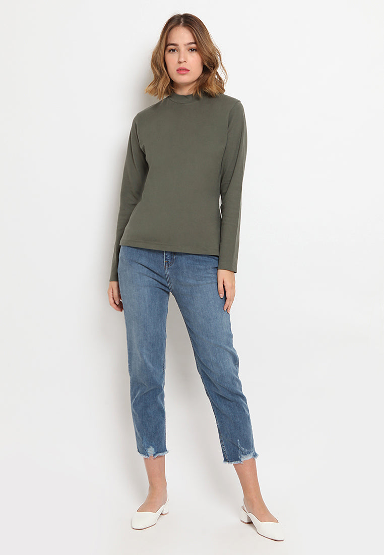 Mock Neck Long Sleeve T-Shirt