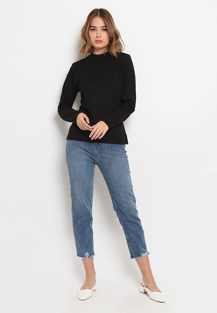 Mock Neck Long Sleeve T-Shirt